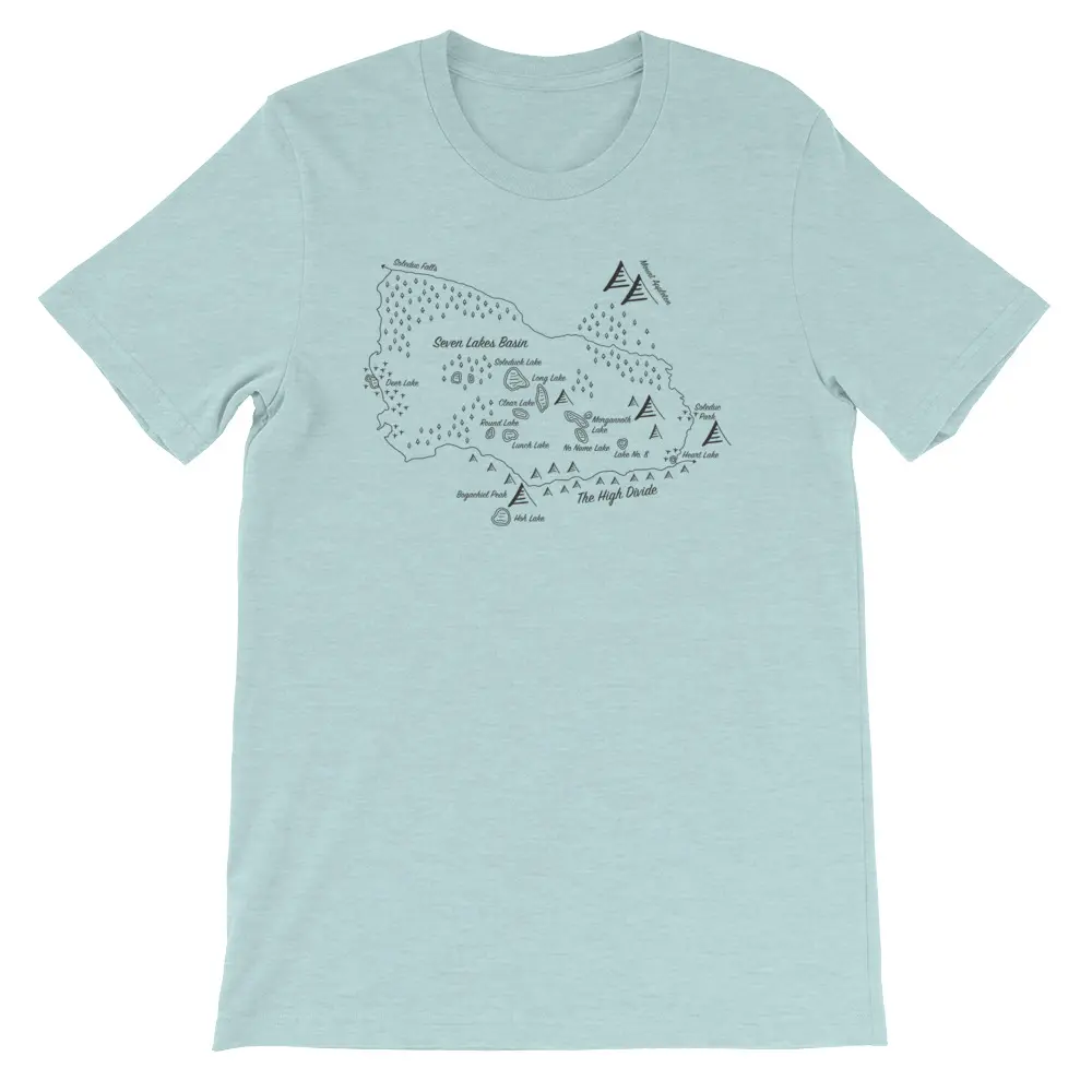 hand drawn maps shirts Seven Lakes Basin Loop Shirt